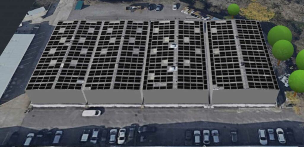Rendering of solar panels on our factory in Worthing